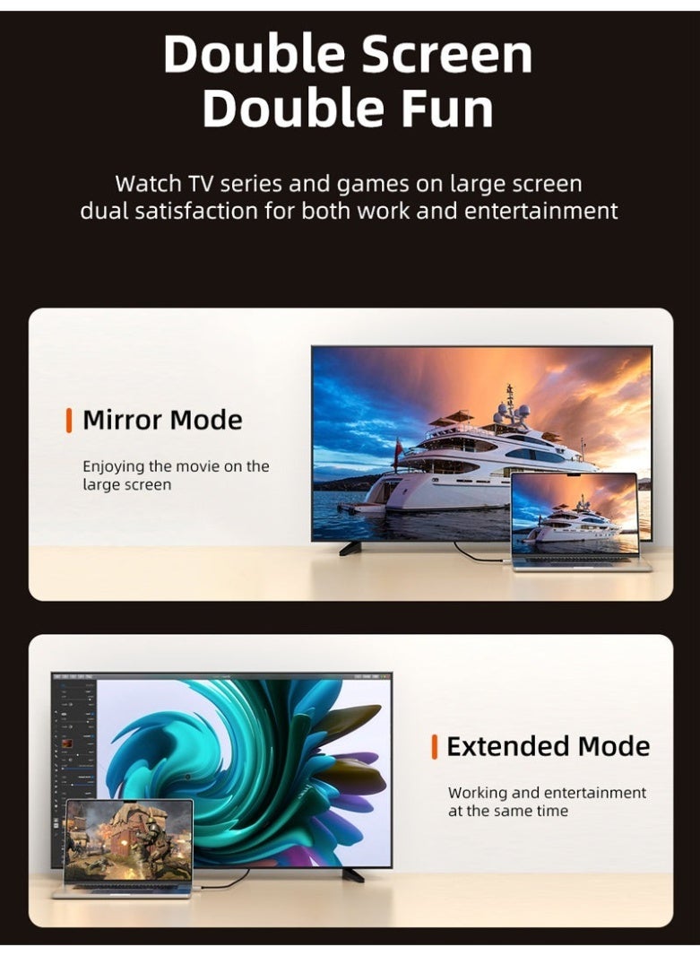 CABLETIME ZINC ALLOY USB C MALE TO HDMI MALE 8K CABLE CORD 4K 120HZ COMPATIBLE WITH MACBOOK PRO - Image 4